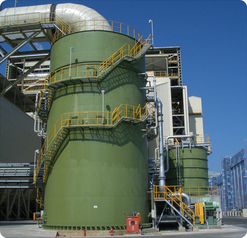 台湾の発電所に、石炭焚きボイラー排煙脱硫設備を納入